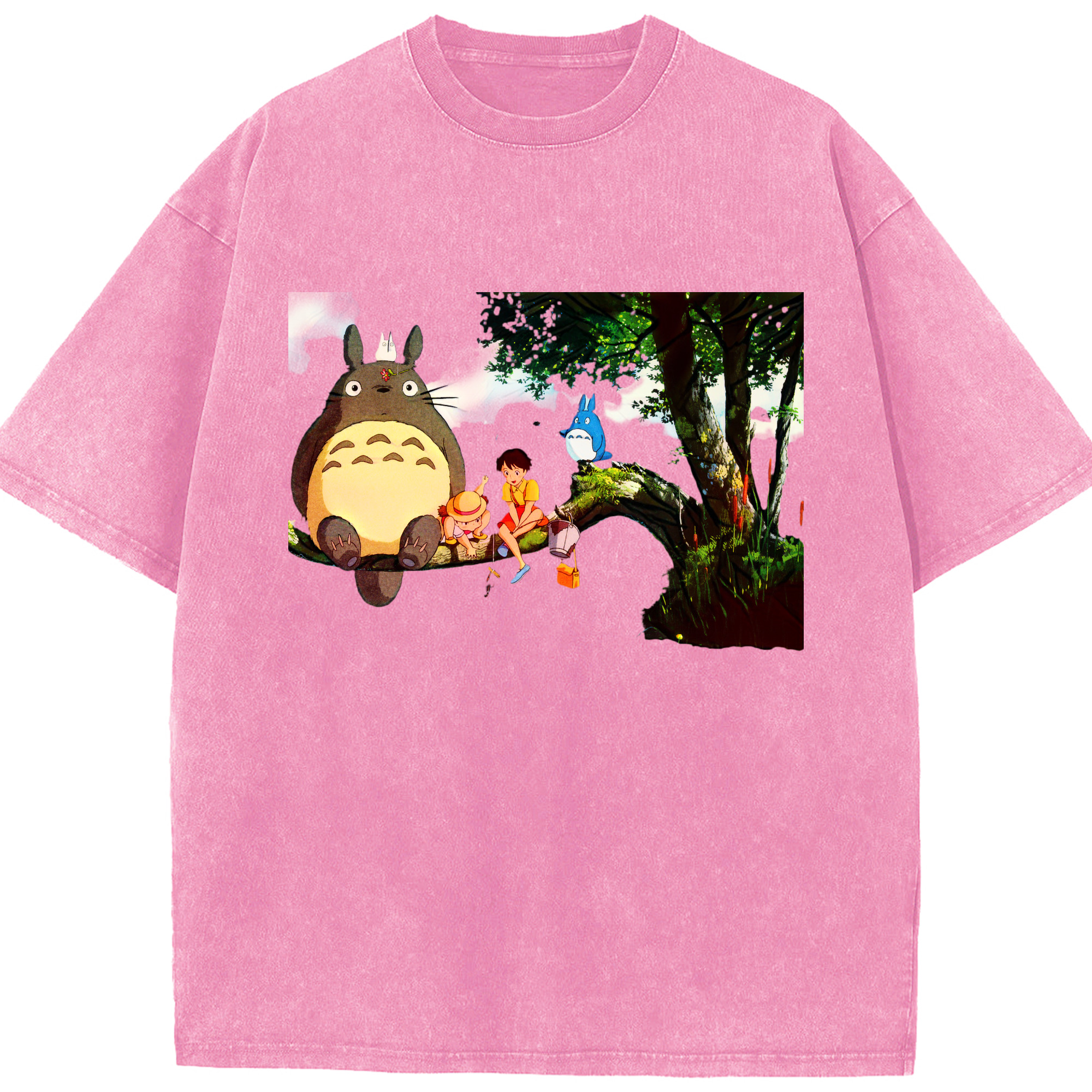 （画像用） となりのトトロ 草壁メイ 草壁サツキ My Neighbor Totoro Satsuki Kusakabe Mei Kusakabe 綿100% ヴィンテージ風 半袖Tシャツ（フロントプリント）